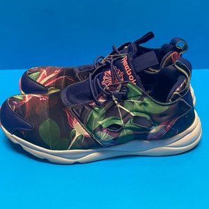 Reebok Furylite Graphic Floral/ Navy Purple Womens Classic Shoes Sneakers